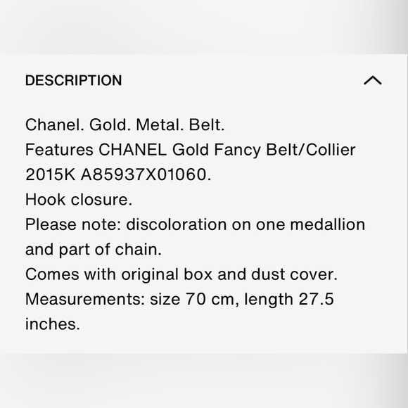 Chanel 70cm Gold Fancy Belt Collier - Picture 2 of 5